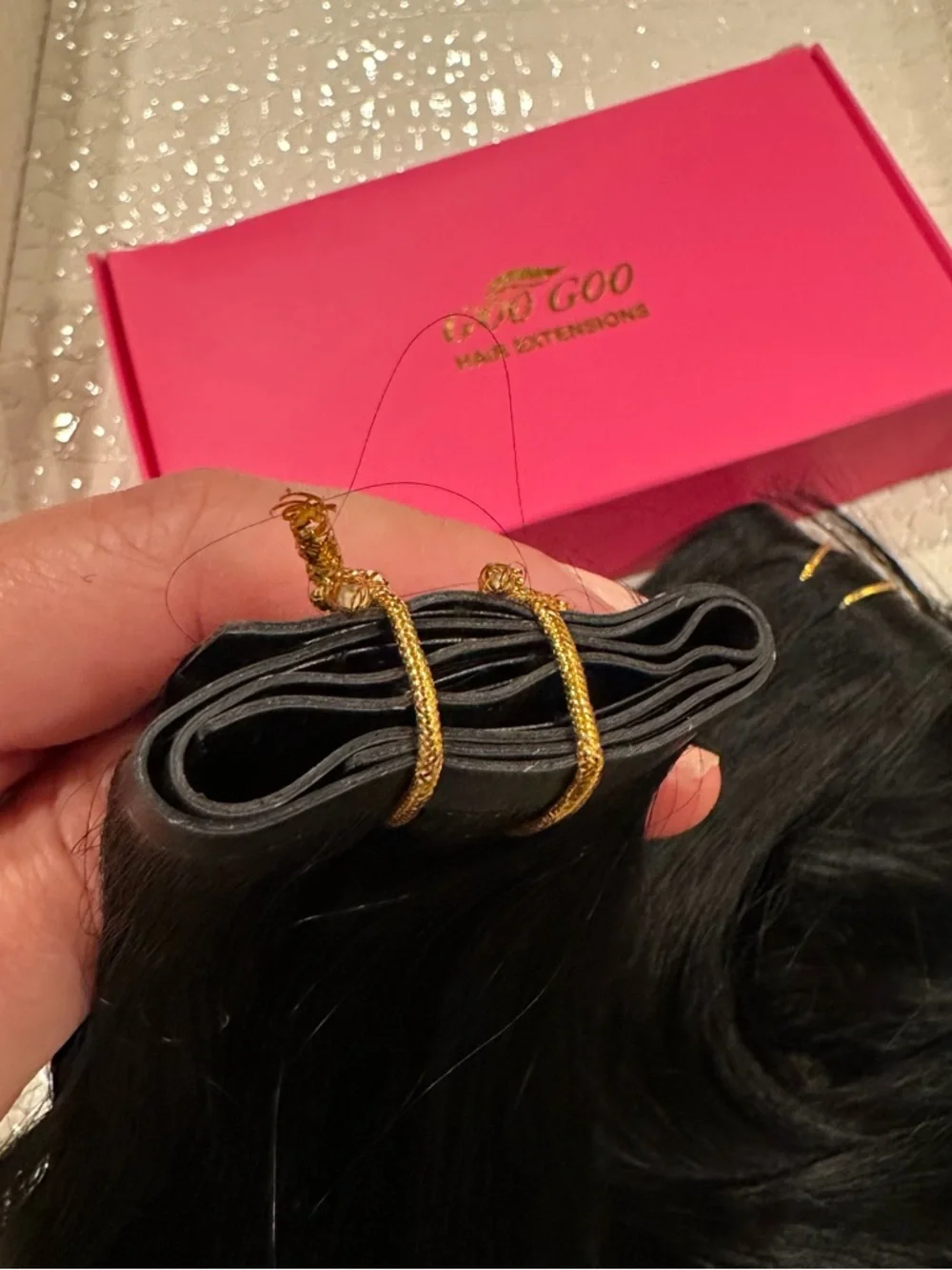 18” Jet Black Invisi Edge Clip in Human Hair Extensions 130g 7Pcs #TF9